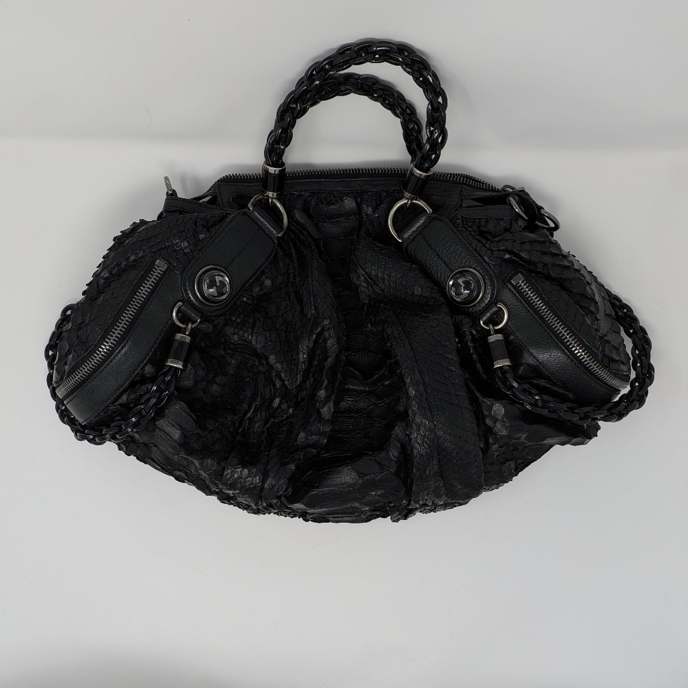 Authentic Gucci Galaxy Large Black Python Hobo Ba… - image 2